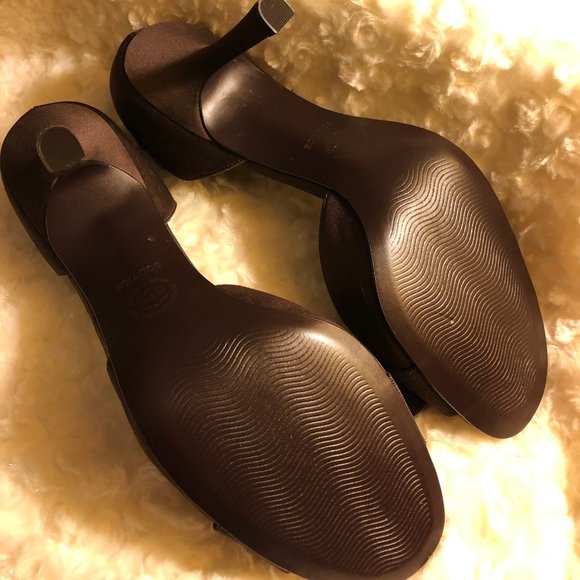 Chocolate Brown Satin Peep Toe (Size 8.5) - Picture 6 of 13